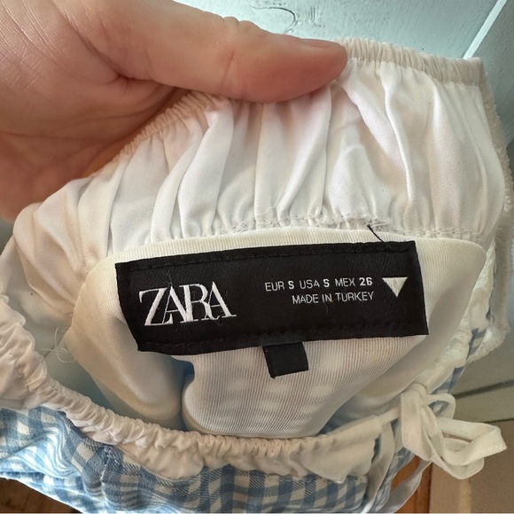 Zara Blue and White Sheath Mini Dress Sweetheart Neckline - Picture 6 of 11